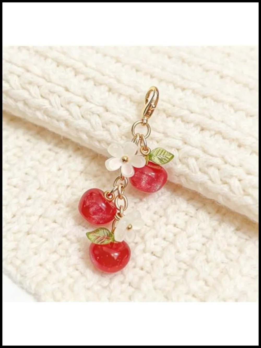 Apple Charm for Bag Purse Keychain Handmade Resin Accessory